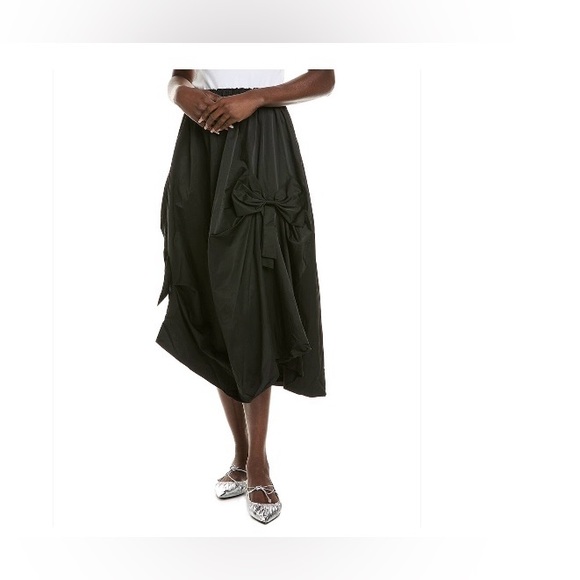 Gracia Green Asymmetrical Bubble Midi Skirt
